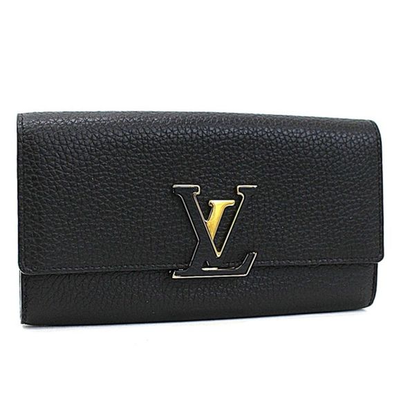 Portefeuille Capucines Taurillon Leather Noir Black Long Wallet - Picture 1 of 4